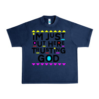 Navy i'm just out here trusting god Urban Heavy Tee - artisFamous