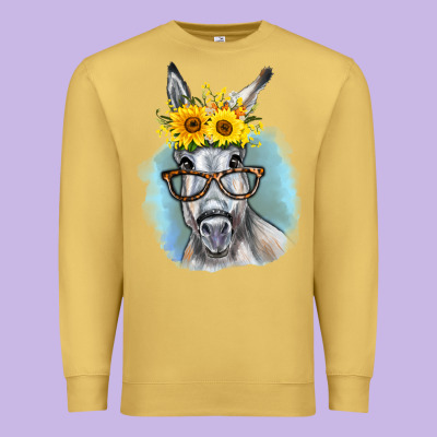 Sunflower Glasses Donkey Premium Sweatshirt Designed By Ranaportraitstore