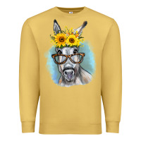 Antique Gold Sunflower Glasses Donkey Premium Sweatshirt - RanaPortraitStore