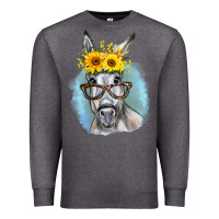 Charcoal Heather Sunflower Glasses Donkey Premium Sweatshirt - RanaPortraitStore