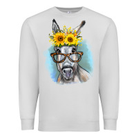 Dove Grey Sunflower Glasses Donkey Premium Sweatshirt - RanaPortraitStore