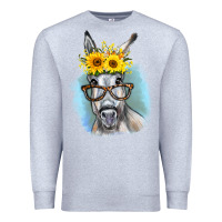 Heather Grey Sunflower Glasses Donkey Premium Sweatshirt - RanaPortraitStore