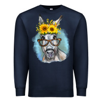 Navy Sunflower Glasses Donkey Premium Sweatshirt - RanaPortraitStore