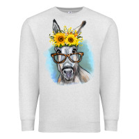 Oatmeal Heather Sunflower Glasses Donkey Premium Sweatshirt - RanaPortraitStore