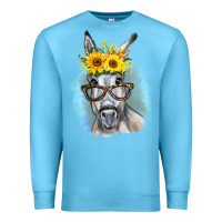Ocean Blue Sunflower Glasses Donkey Premium Sweatshirt - RanaPortraitStore