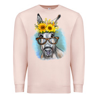 Pale Pink Sunflower Glasses Donkey Premium Sweatshirt - RanaPortraitStore