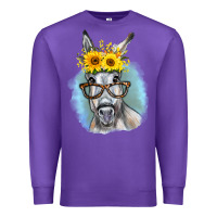 Purple Sunflower Glasses Donkey Premium Sweatshirt - RanaPortraitStore