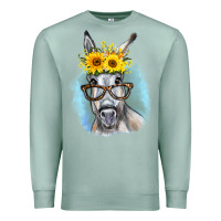 Seafoam Sunflower Glasses Donkey Premium Sweatshirt - RanaPortraitStore