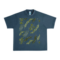 Midnight Navy Watercolor Eucalyptus Pattern Urban Heavy Tee - artisFamous