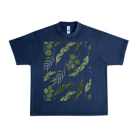 Navy Watercolor Eucalyptus Pattern Urban Heavy Tee - artisFamous
