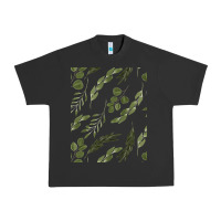 Pigment Black Watercolor Eucalyptus Pattern Urban Heavy Tee - artisFamous