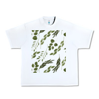 White Watercolor Eucalyptus Pattern Urban Heavy Tee - artisFamous