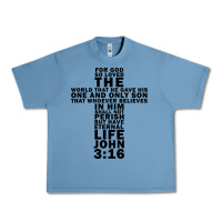 Pebble Blue John 3:16 Bible Verse Cool Christian Church Shirts Christianity Urban Heavy Tee - artisFamous