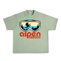 Oil Green aspen colorado ski mountain skiing retro vacation Urban Heavy Tee - artisFamous