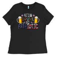 Black I'm Not Drunk I'm Patriotic Ladies Tee - CowhideDigitalArt