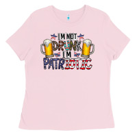Bubblegum Pink I'm Not Drunk I'm Patriotic Ladies Tee - CowhideDigitalArt
