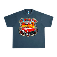 Midnight Navy CLASSIC CARS ROUTE 66 Urban Heavy Tee - artisFamous