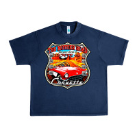 Navy CLASSIC CARS ROUTE 66 Urban Heavy Tee - artisFamous