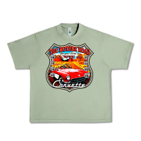 Oil Green CLASSIC CARS ROUTE 66 Urban Heavy Tee - artisFamous