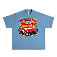 Pebble Blue CLASSIC CARS ROUTE 66 Urban Heavy Tee - artisFamous