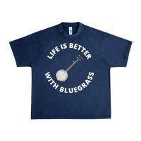 Navy Banjo Bluegrass Music Traditional Musician Funny Gift Urban Heavy Tee - artisFamous