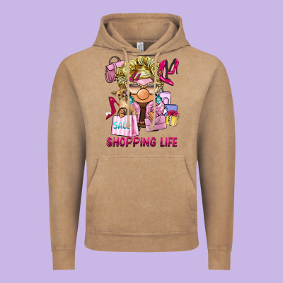 Shopping Life  Gnome Vintage Hoodie Designed By Barkaloodesign