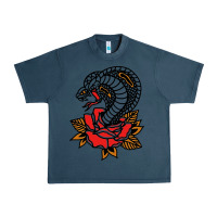 Midnight Navy the king cobra snake and rose Urban Heavy Tee - artisFamous