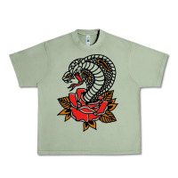 Oil Green the king cobra snake and rose Urban Heavy Tee - artisFamous