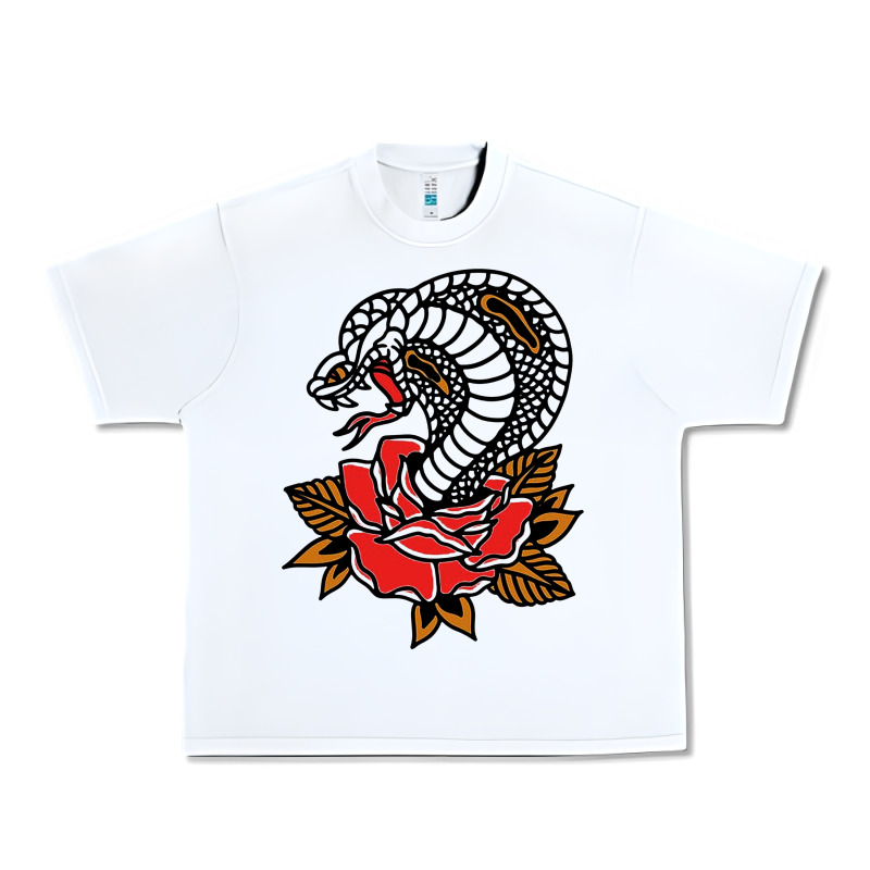 The King Cobra Snake And Rose Urban Heavy Tee by artisFamous | Teevron
