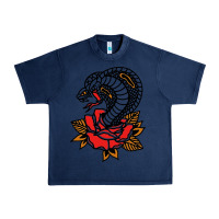 Navy the king cobra snake and rose Urban Heavy Tee - artisFamous