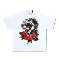 White the king cobra snake and rose Urban Heavy Tee - artisFamous