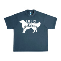 Midnight Navy golden retriever - life is golden white Urban Heavy Tee - artisFamous