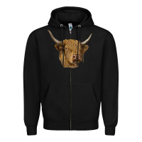 Black highland cow Zipper Hoodie - RanaPortraitStore