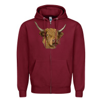 Burgundy highland cow Zipper Hoodie - RanaPortraitStore