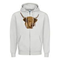 Dove Grey highland cow Zipper Hoodie - RanaPortraitStore