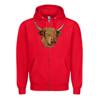 Red highland cow Zipper Hoodie - RanaPortraitStore