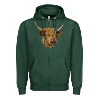 Sports Green highland cow Zipper Hoodie - RanaPortraitStore