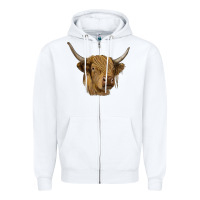 White highland cow Zipper Hoodie - RanaPortraitStore