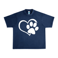 Navy dog dad mom puppy shirt love dogs paw print heart women men  shirt Urban Heavy Tee - artisFamous