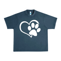 Midnight Navy dog dad mom puppy shirt love dogs paw print heart women men  shirt Urban Heavy Tee - artisFamous