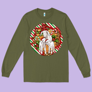 Christmas Goat Family Ornament Long Sleeve Tee Designed By Artiststas