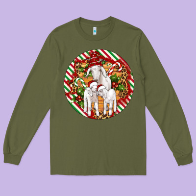 Christmas Goat Family Ornament Long Sleeve Tee Designed By Artiststas