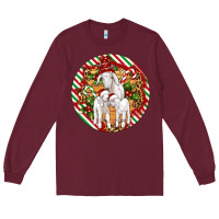 Burgundy christmas goat family ornament Long Sleeve Tee - Artiststas