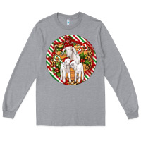 Heather Grey christmas goat family ornament Long Sleeve Tee - Artiststas