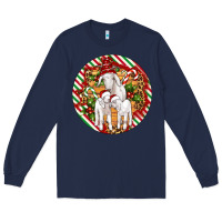 Navy christmas goat family ornament Long Sleeve Tee - Artiststas