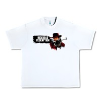 White Red Dead Redemption 2 Red Moon Cowboy Urban Heavy Tee - artisFamous