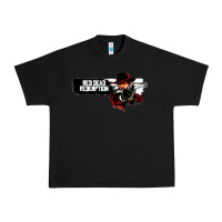 Black Red Dead Redemption 2 Red Moon Cowboy Urban Heavy Tee - artisFamous