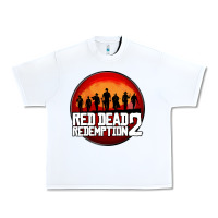 White Red Dead Redemption 2 Red Moon Cowboy Urban Heavy Tee - artisFamous