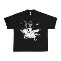 Black alien riding unicorn  cool ufo cowboy Urban Heavy Tee - artisFamous