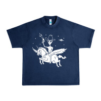 Navy alien riding unicorn  cool ufo cowboy Urban Heavy Tee - artisFamous